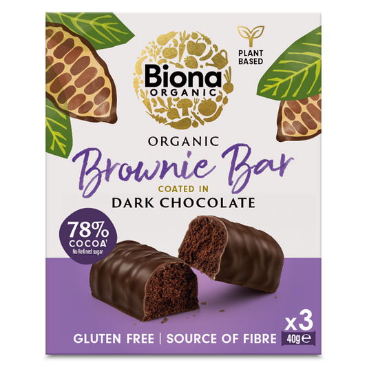 Biona Dark Chocolate Brownie Bar - 3 x 40G (Org)