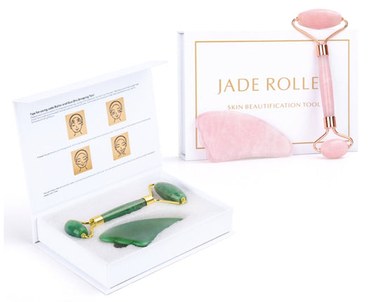 Roller & Gua Sha Set - Rose Quartz