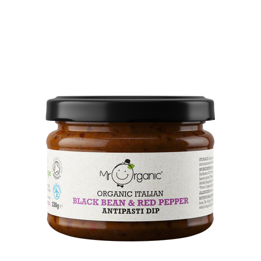 Mr Organic Black Bean & Red Pepper Antipasti Dip - Case of 6 x 230G (Org)