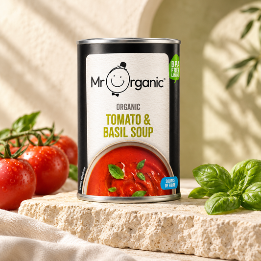 Mr Organic Tomato & Basil Soup 400g - hero shot