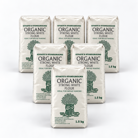 Stoate's Strong White Flour - Pack of 6 x 1.5KG - hero shot (pyramid stack, 2080x2080)