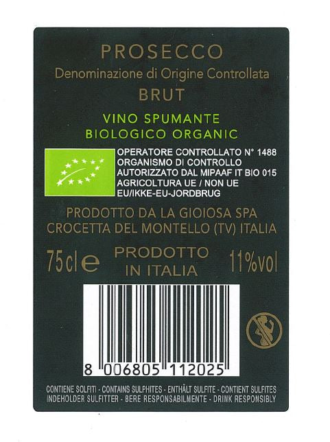 La Gioiosa Prosecco DOC Organic Brut NV