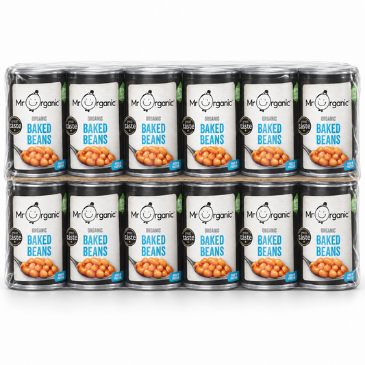 Mr Organic Baked Beans - Case of 12 x 400G - case shot (2 layers of 6, 2080x2080)