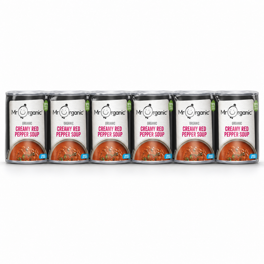 Mr Organic Creamy Red Pepper Soup - Case of 6 x 400G - case shot (single row of 6, 2080x2080)