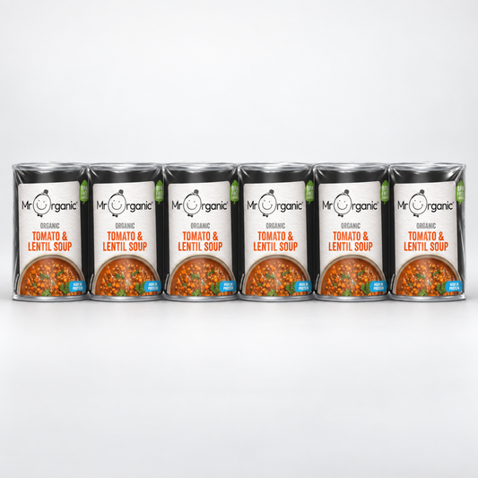 Mr Organic Tomato & Lentil Soup - Case of 6 x 400G - case shot (single row of 6, 2080x2080)