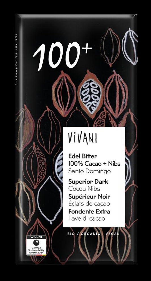 Vivani Dark Chocolate 100% Cocoa - 80G (Org)