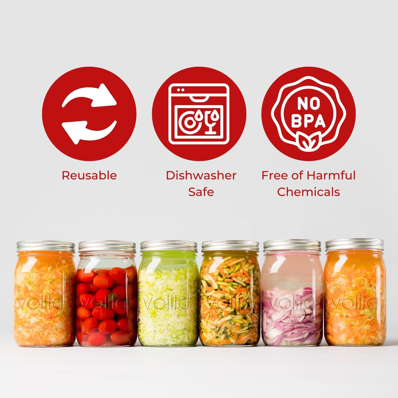 Volila Mason Jars with Lids - 500ML - Box of 4
