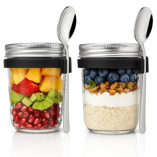 Volila Overnight Oat Jars with Lids - 350ML - Box of 2