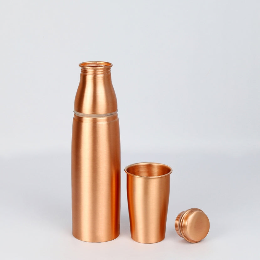 El'Cobre Copper Water Bottle with Cup - 1L