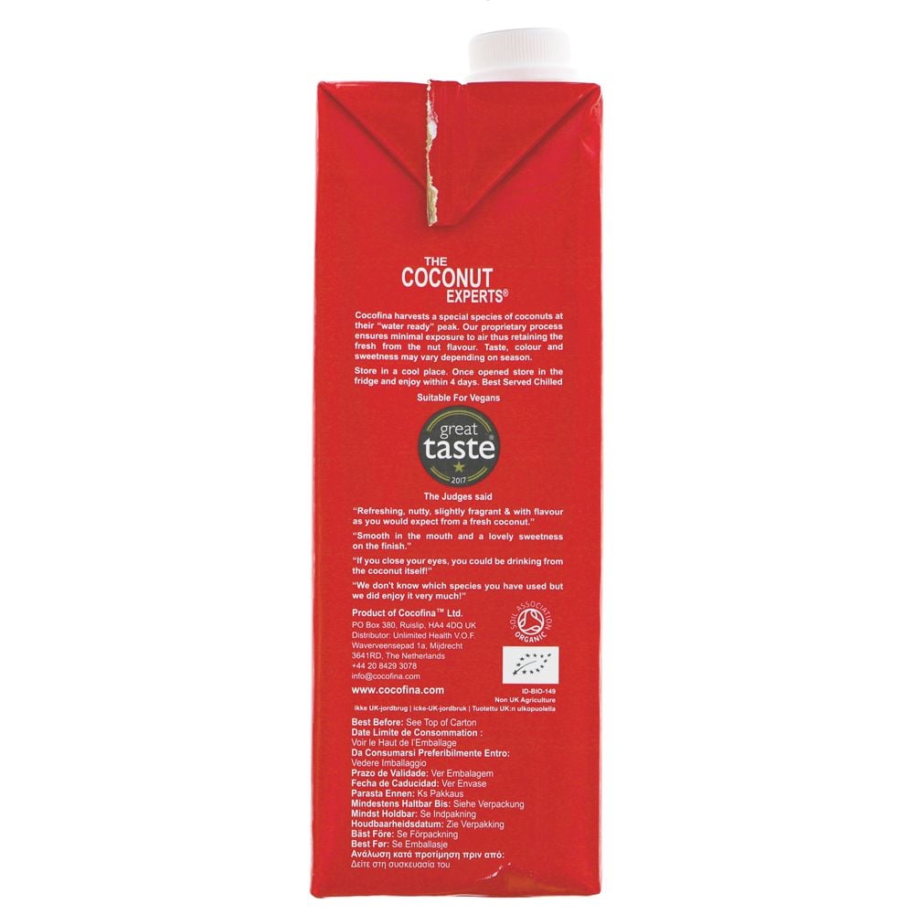 Cocofina Coconut Water - Case of 12 x 1L (Org)