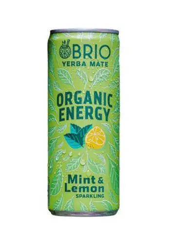 Brio Mate Organic Energy Drink - Mint & Lemon - Case of 12 x 250ML (Org) - CLEARANCE CORNER