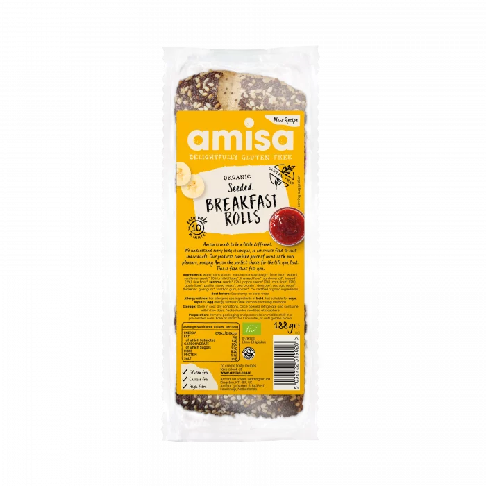 Amisa Gluten Free Seeded Breakfast Rolls - Case of 9 x Pack of 3 (Org)