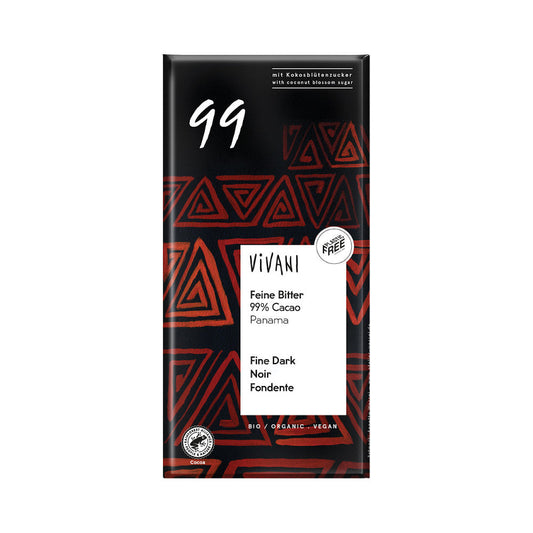Vivani Dark Chocolate 99% Cocoa - Case of 10 x 80G (Org)