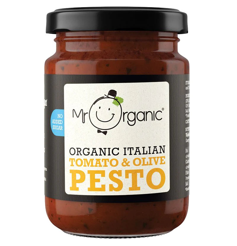 Mr Organic No Added Sugar Tomato & Olive Pesto - Case of 6 x 190G (Org)