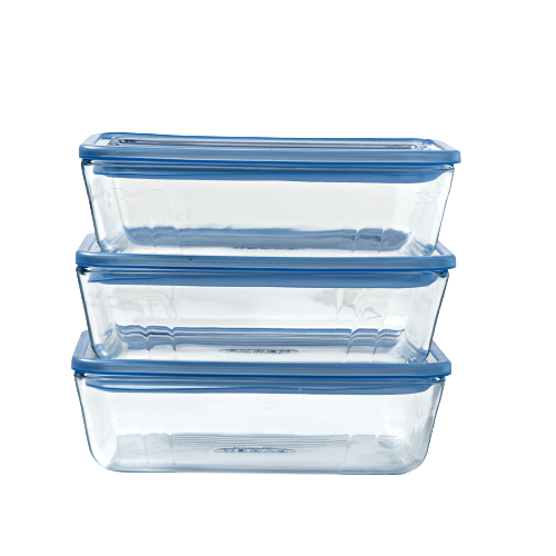 Pyrex Rectangular Glass Dish with Glass Lid - Set of 3 x 1.5L