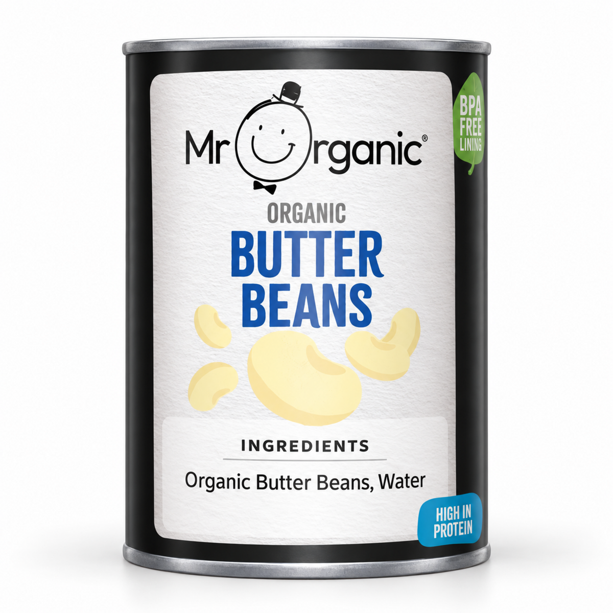 Mr Organic Butter Beans - ingredients label