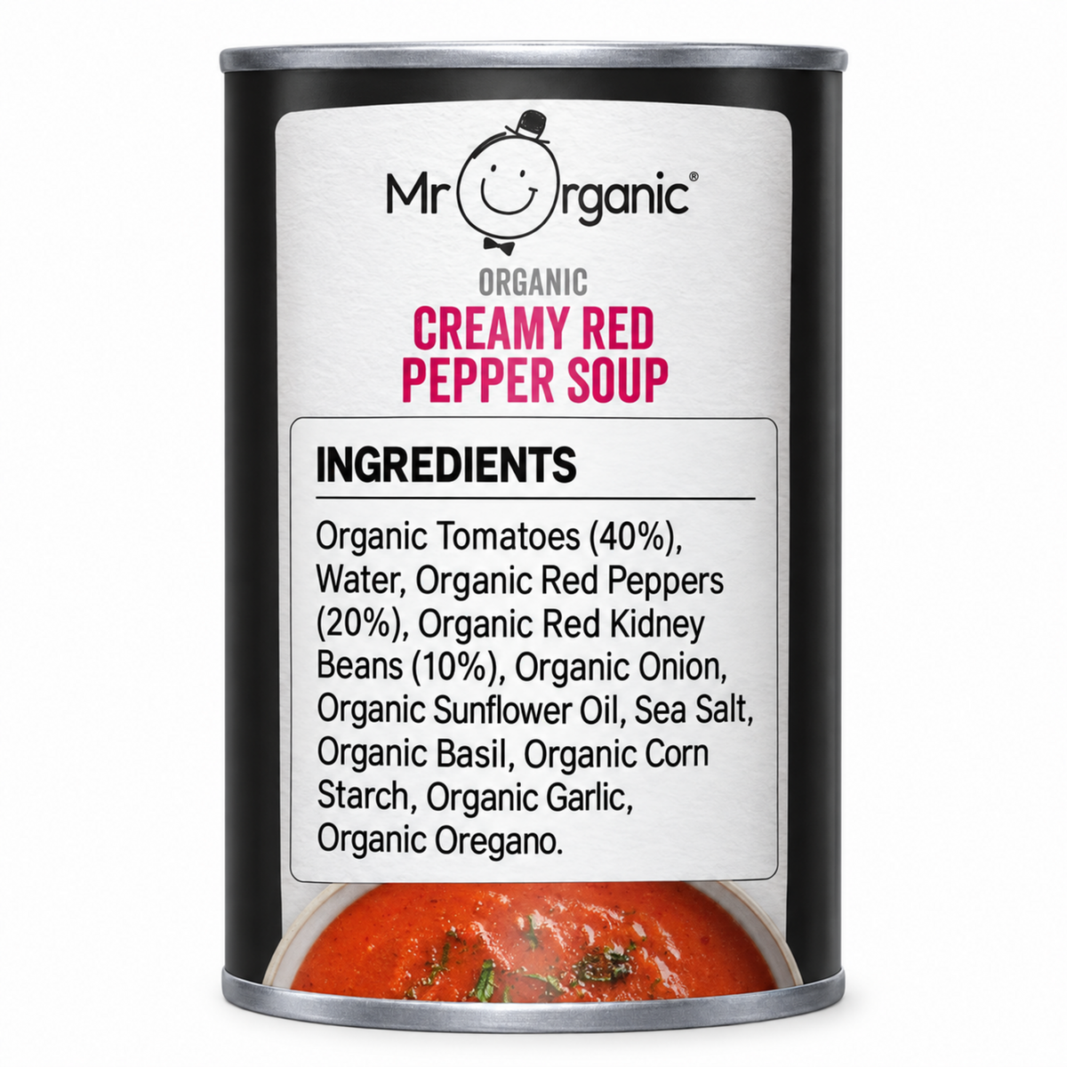 Mr Organic Creamy Red Pepper Soup - ingredients label