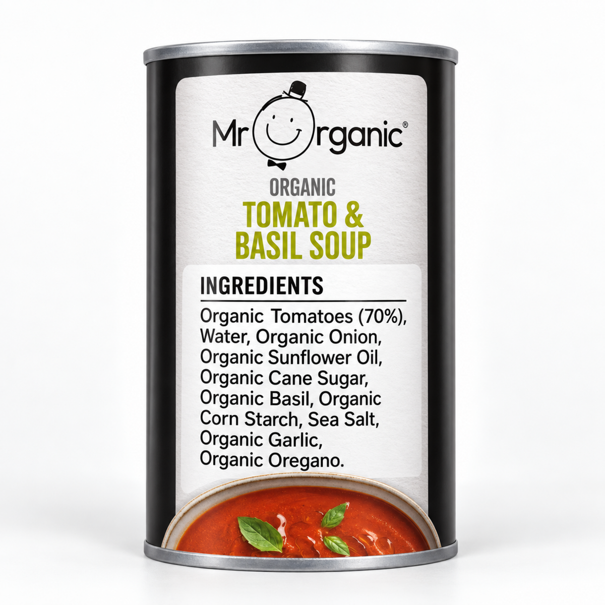 Mr Organic Tomato & Basil Soup - ingredients label