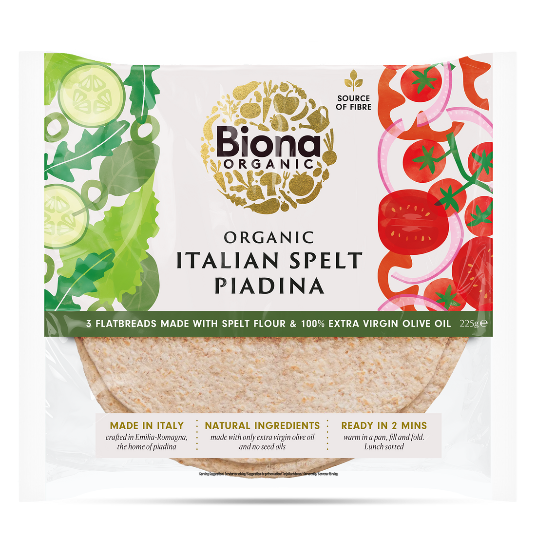 Biona Italian Spelt Piadina Flatbreads - 225G