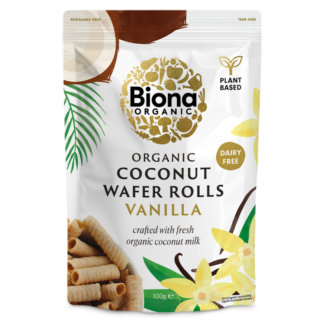 Biona Vanilla Coconut Wafer Rolls - 100G (Org)