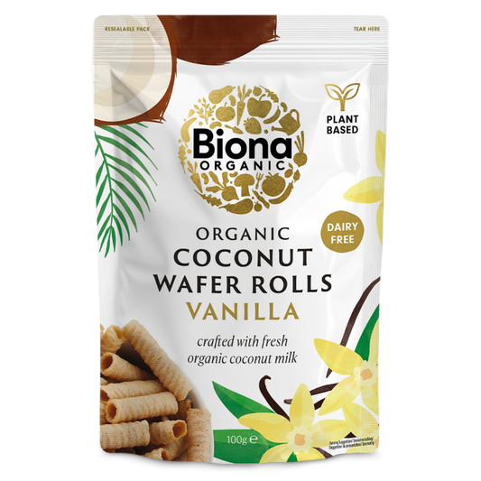 Biona Vanilla Coconut Wafer Rolls - 100G (Org)