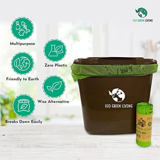 Eco Green Living Compostable Waste Bags 10L - 1 Roll of 18 Bags