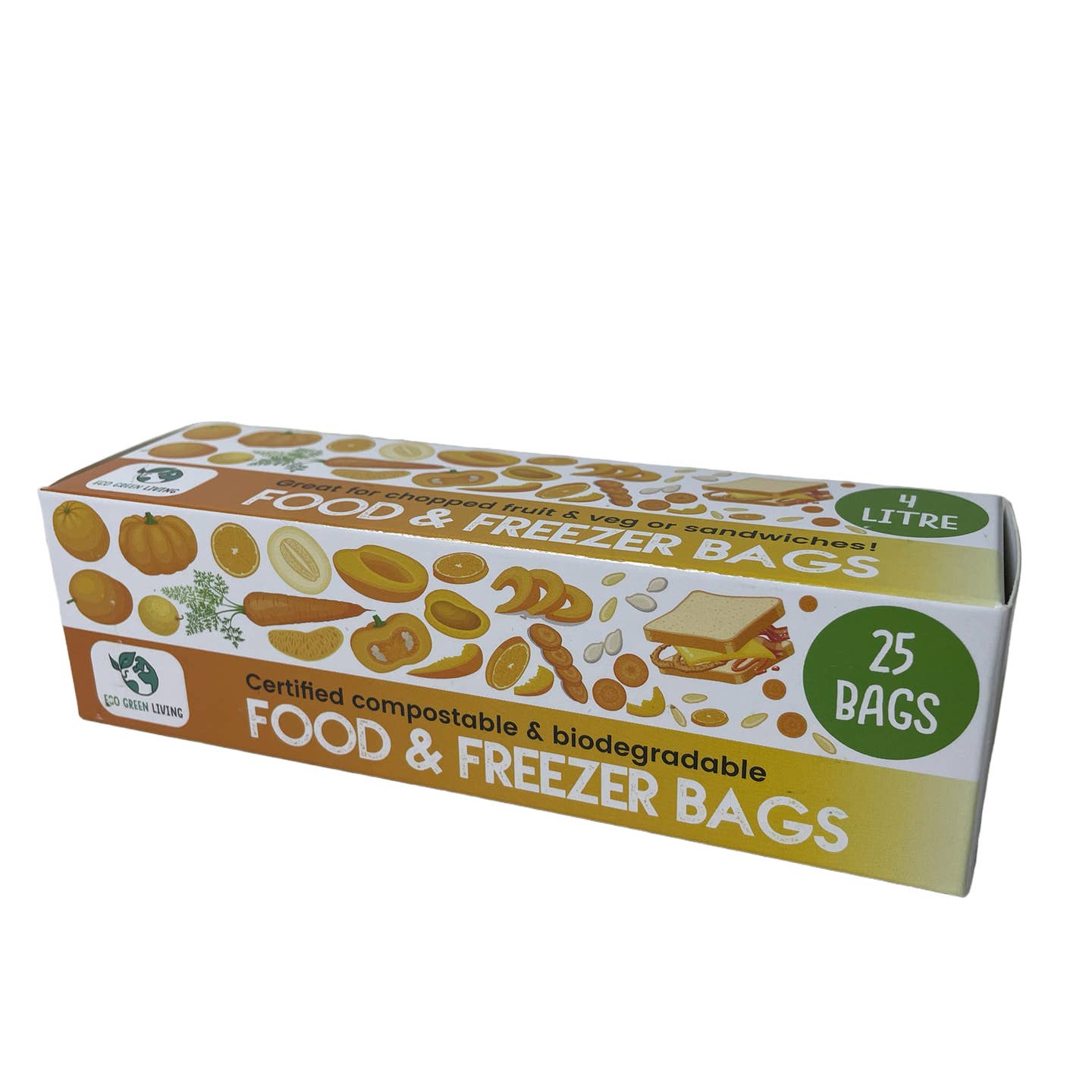 Eco Green Living Certified Compostable Food & Freezer Bags 4L - 25 Bags