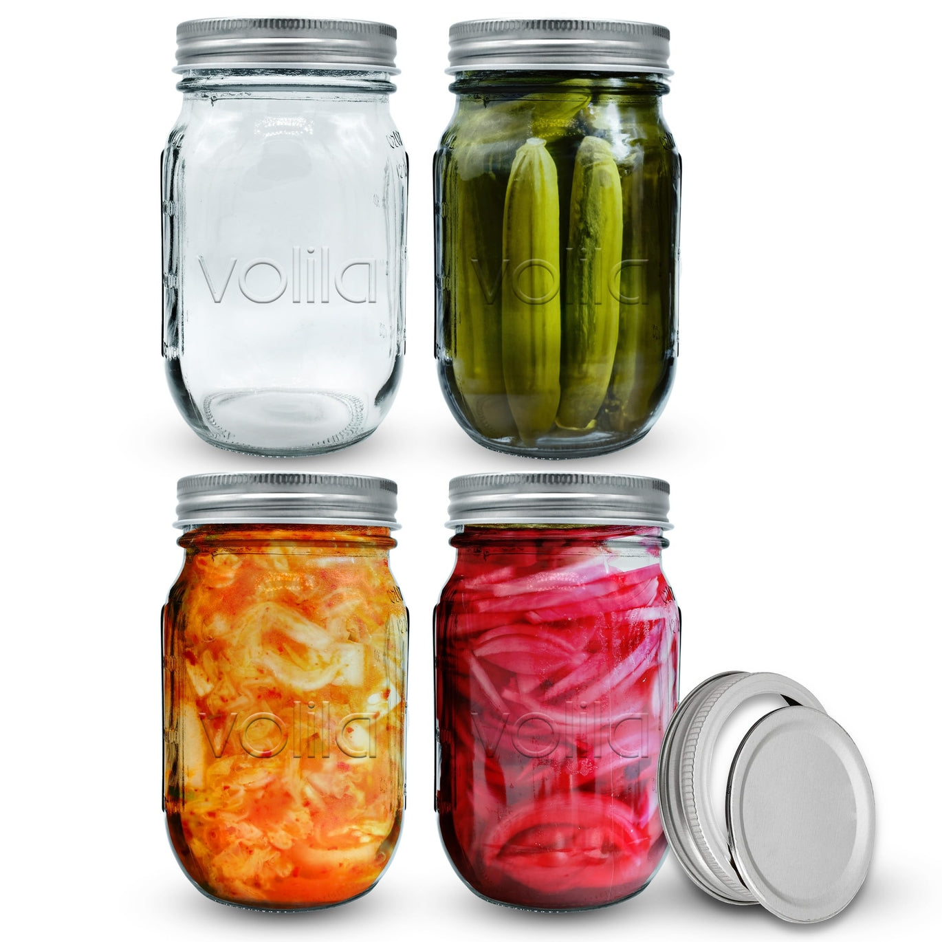 Volila Mason Jars with Lids - 500ML - Box of 4