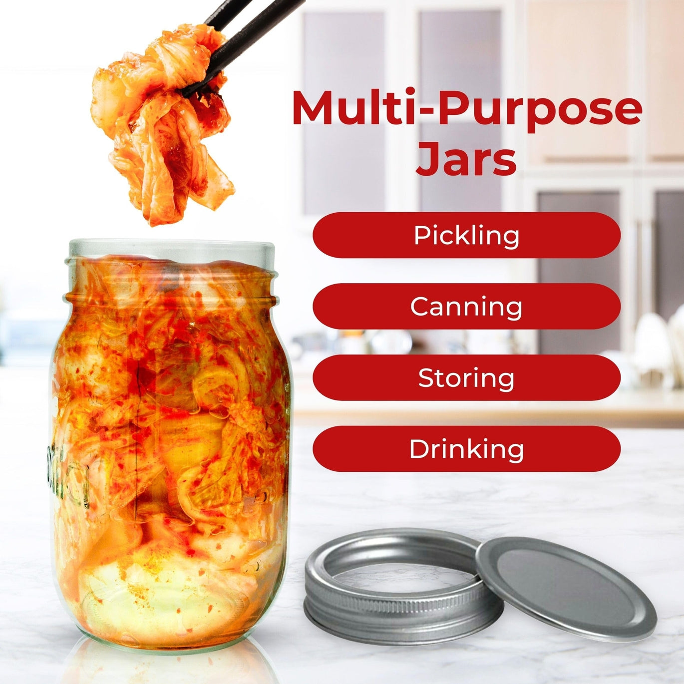 Volila Mason Jars with Lids - 500ML - Box of 4
