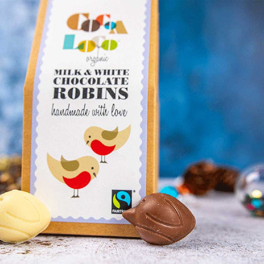 Cocoa Loco Milk & White Chocolate Robins - 100G (Org)