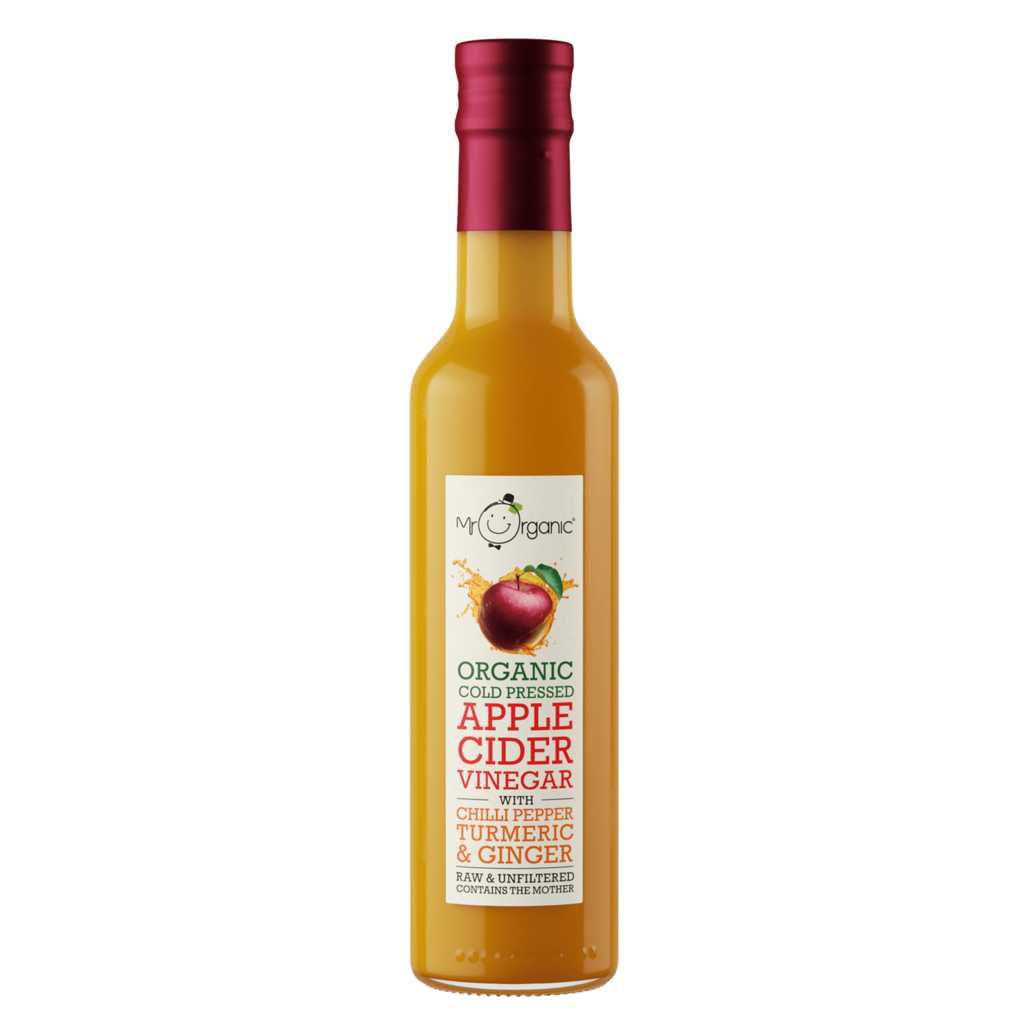 Mr Organic Apple Cider Vinegar with the Mother - Turmeric, Chilli & Ginger - Case of 12 X 250ml