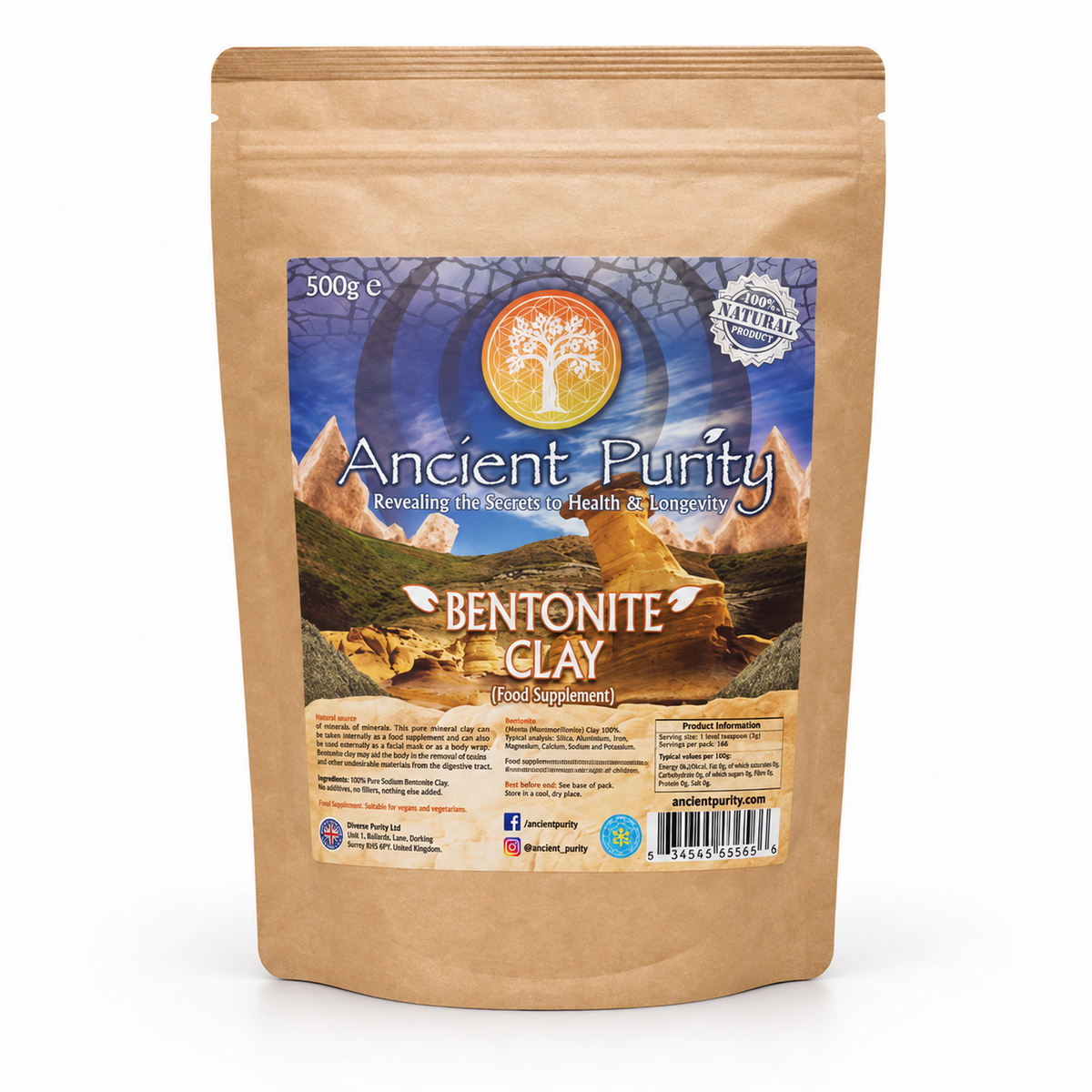 Ancient Purity Bentonite Clay - 500G - hero shot
