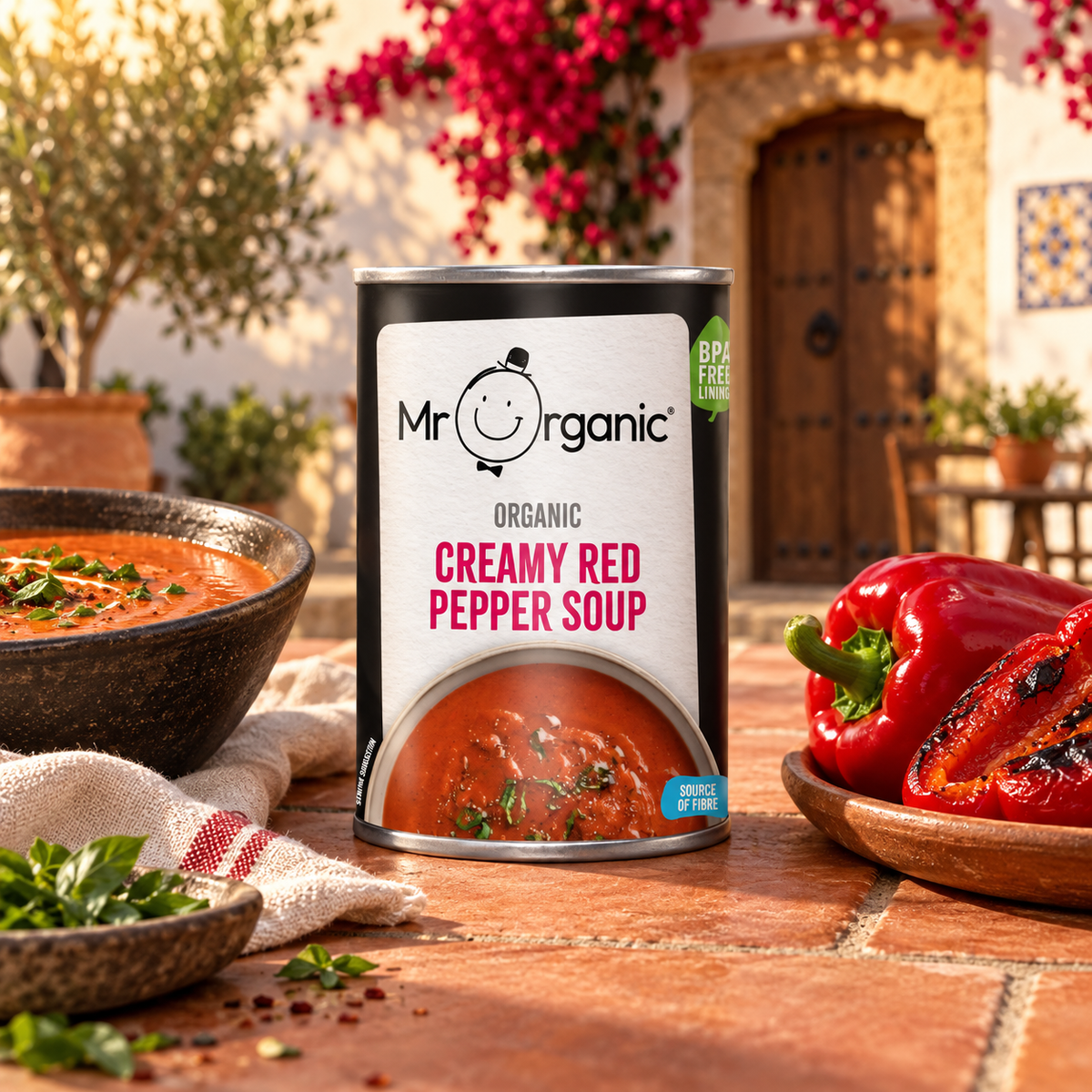 Mr Organic Creamy Red Pepper Soup - lifestyle shot