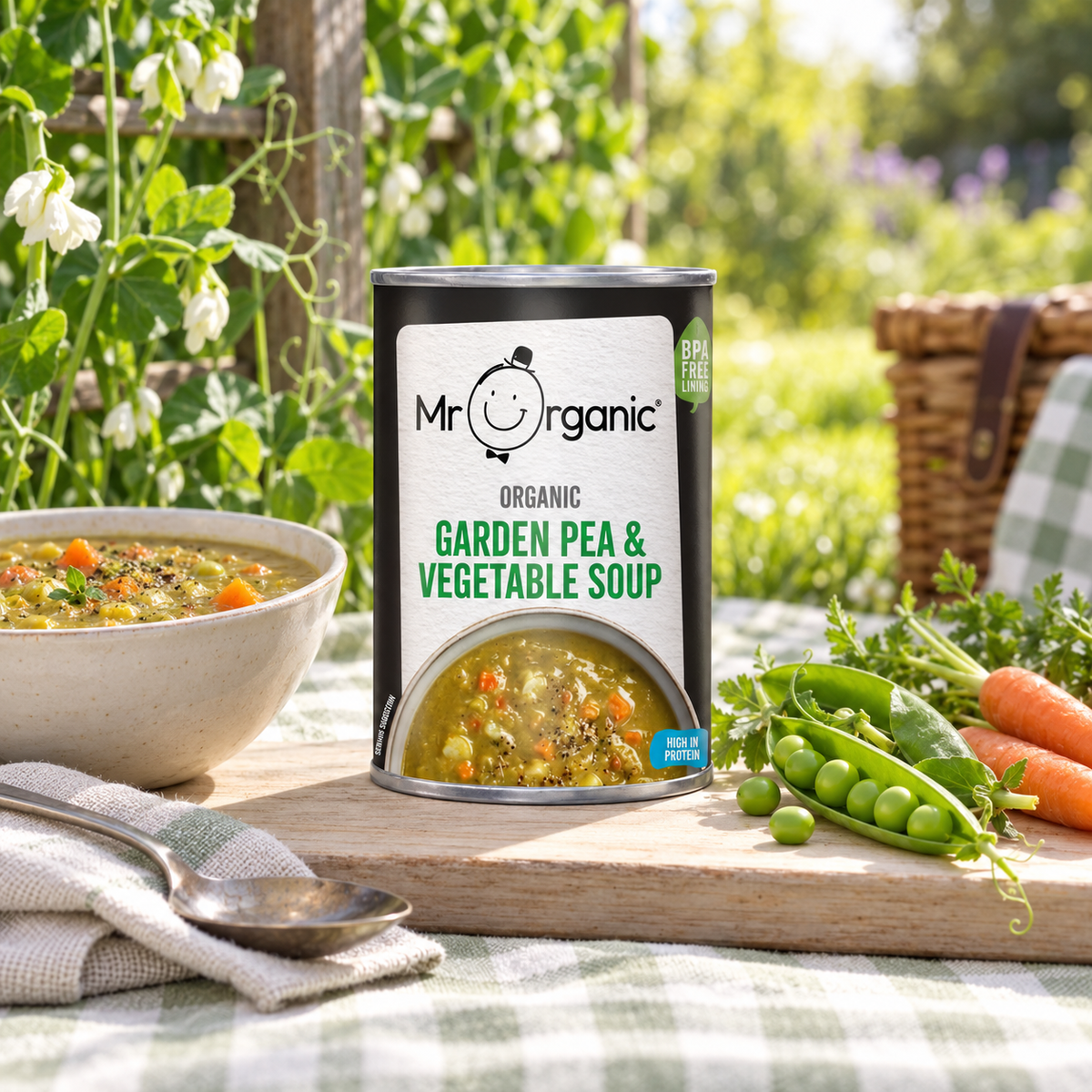 Mr Organic Garden Pea & Vegetable Soup - lifestyle shot
