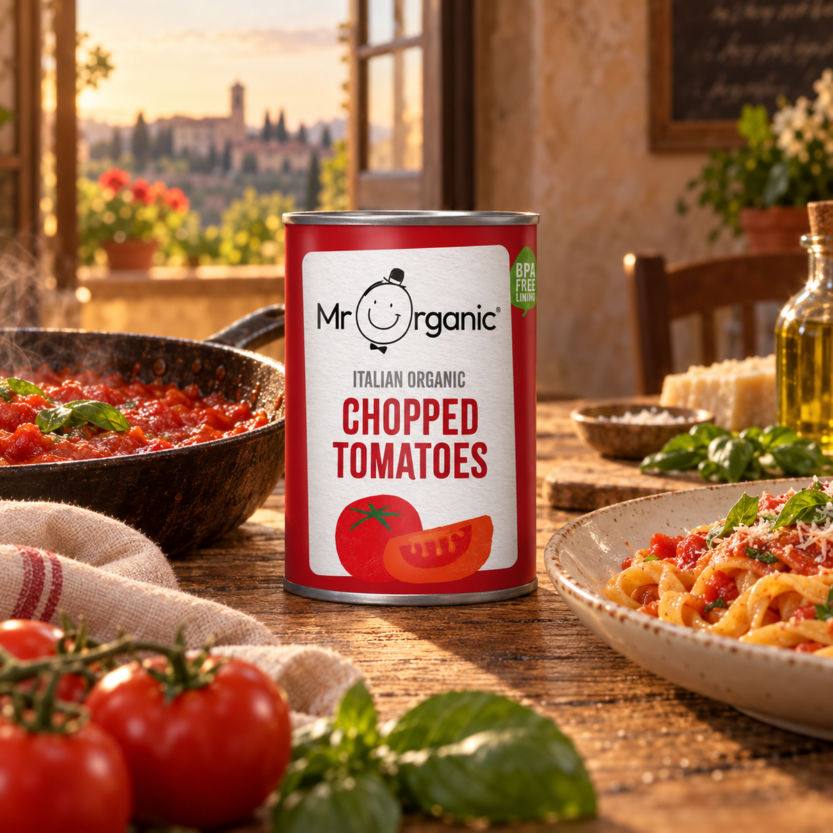 Mr Organic Chopped Tomato - lifestyle shot