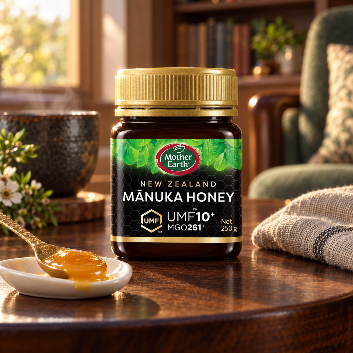 Mother Earth Manuka Honey UMF10 250G - lifestyle shot