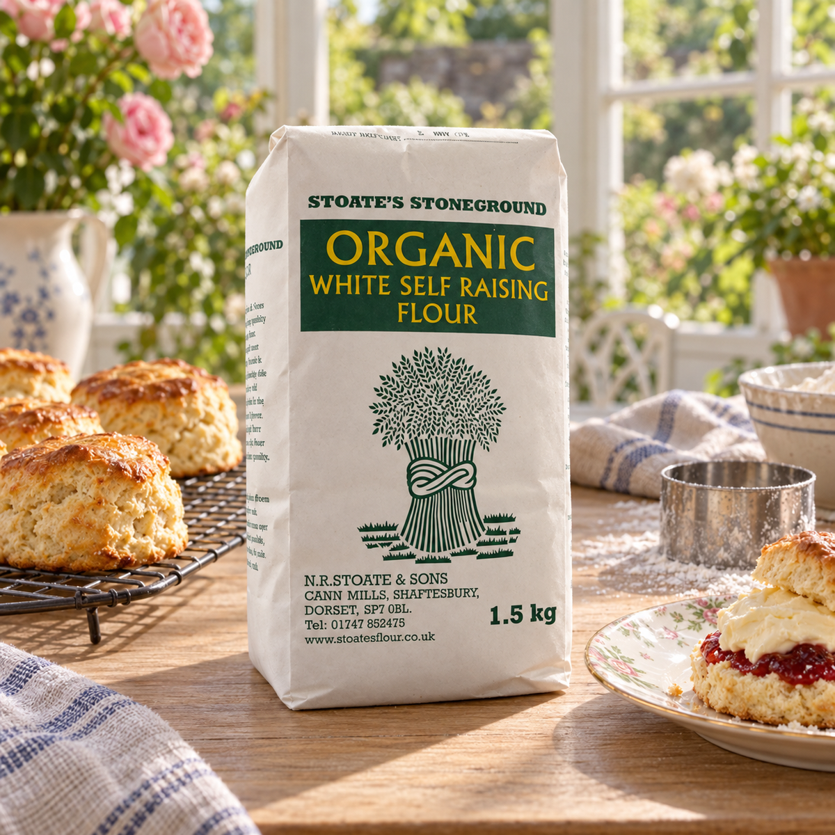 Stoate's Self-Raising White Flour 1.5KG - lifestyle shot