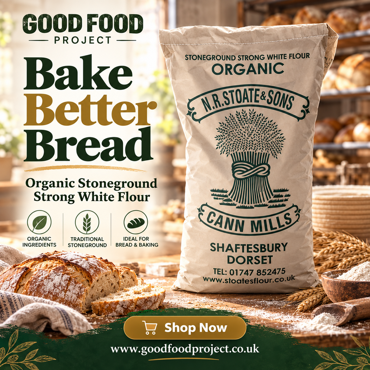 Stoate's Stoneground Strong White Flour - 25KG (Org)