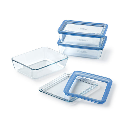 Pyrex Rectangular Glass Dish with Glass Lid - Set of 3 x 1.5L