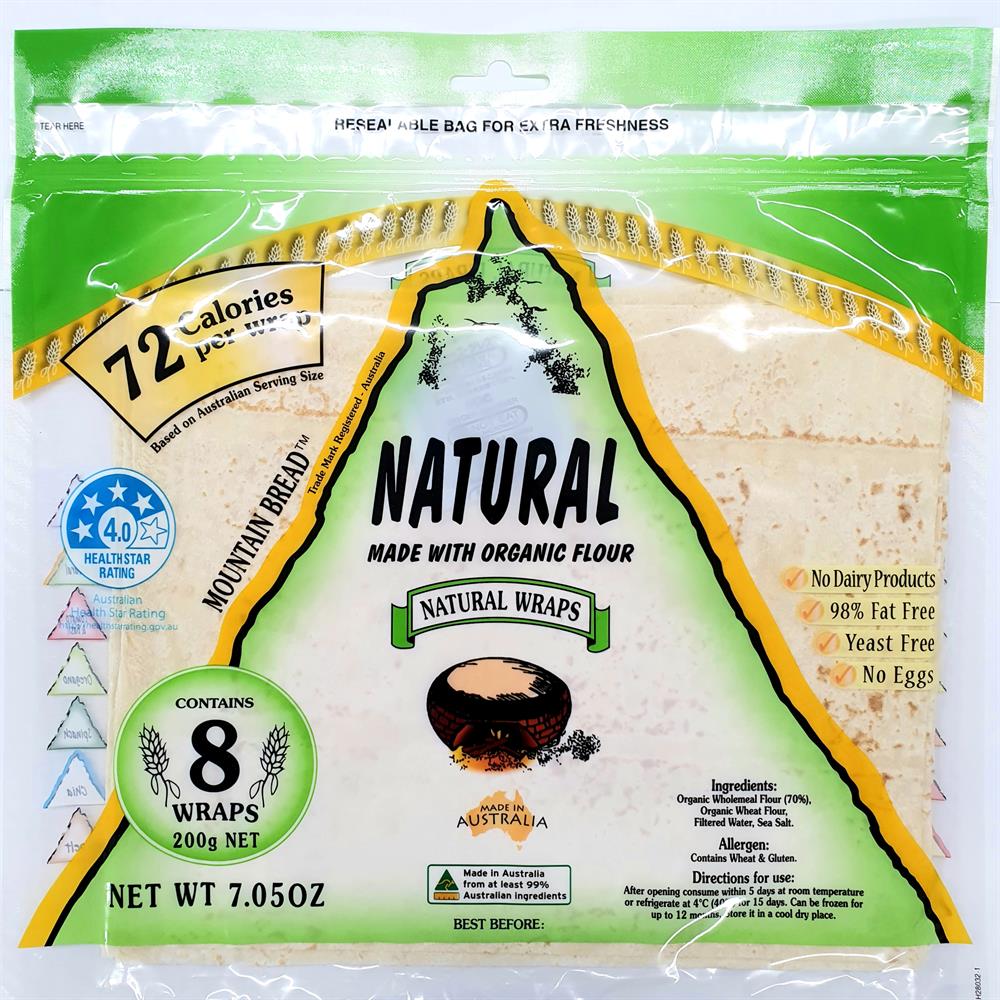 Mountain Bread Natural Organic Wraps - Pack of 8
