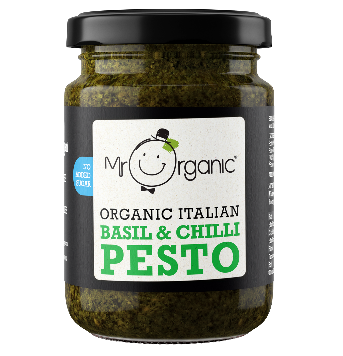 Mr Organic No Added Sugar Basil & Chilli Pesto - Case of 6 X 130g
