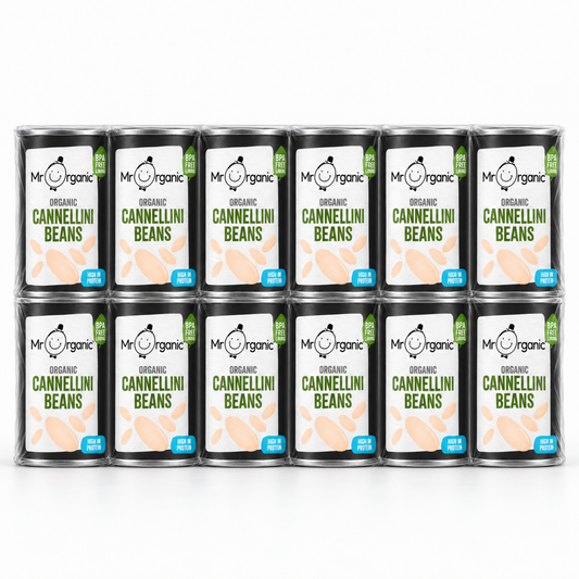 Mr Organic Cannellini Beans - Case of 12 x 400G - case shot (2 layers of 6, 2080x2080)