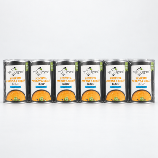 Mr Organic Pumpkin, Carrot & Chilli Soup - Case of 6 x 400G - case shot (single row of 6, 2080x2080)