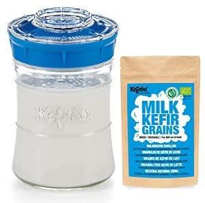 Kefirko Complete Kefir Starter Kit - Water & Milk Fermentation Kit - Easily  Make Kefir at Home (1.4 Litres) (Blue)