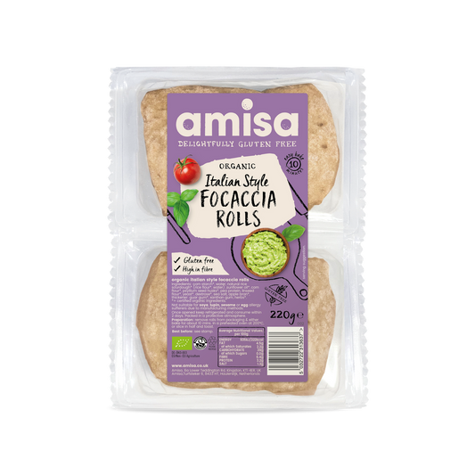 Amisa Organic Gluten Free Italian Style Focaccia Rolls - Pack of 4