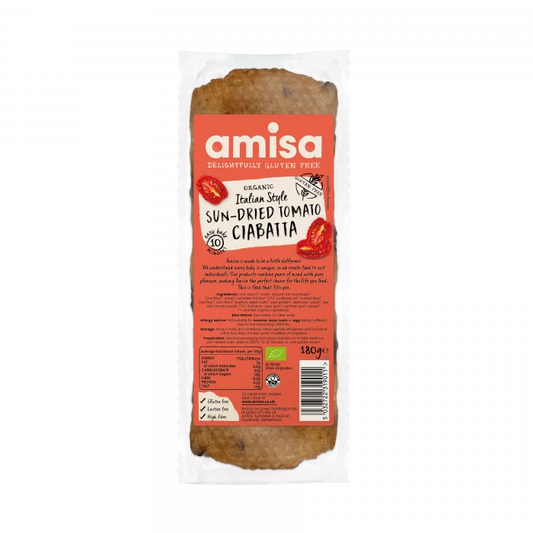 Amisa Organic Gluten Free Sun-Dried Tomato Ciabatta - 180G