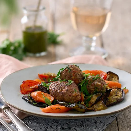 Apres Food Organic Lamb & Beef Kofta with Roasted Mediterranean Vegetables - Serves 1 (300G)