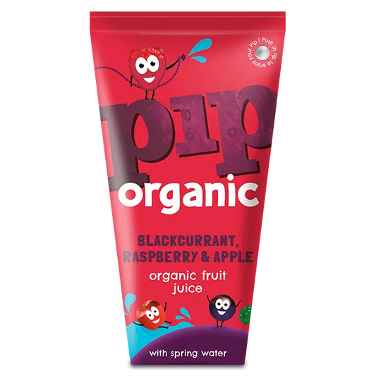 Pip Organic Blackcurrant, Raspberry & Apple Fruit Juice with Spring Water - Case of 4 x 180ML (Org)