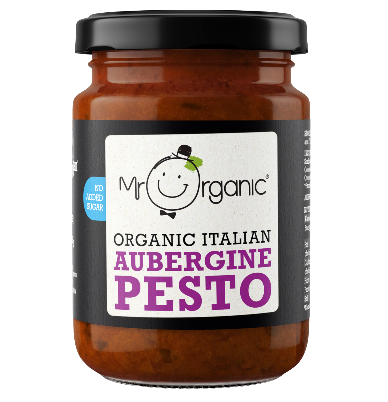 Mr Organic No Added Sugar Aubergine Pesto - Case of 6 X 130g