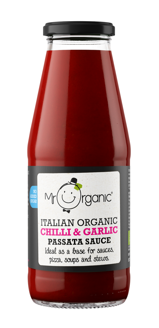 Mr Organic Chilli & Garlic Passata Sauce  - Case of 6 X 400g (Org)